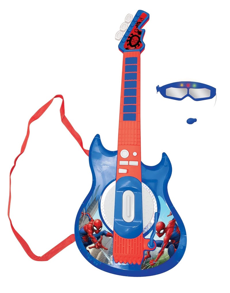 Lexibook , Spider-Man, Light-Up Electronic Guitar with Microphone, Glasses with Microphone, melodies, 2 Game Modes, MP3 Input, Blue/red, K260SP - Image 1